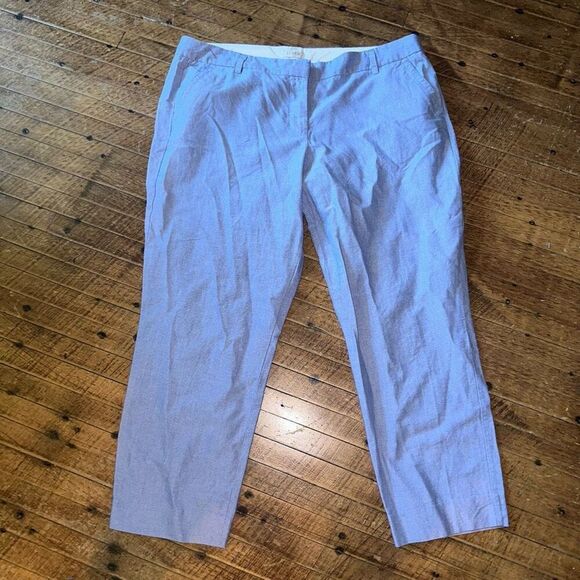 J Crew blue 100% cotton business casual cropped pants - Picture 1 of 4